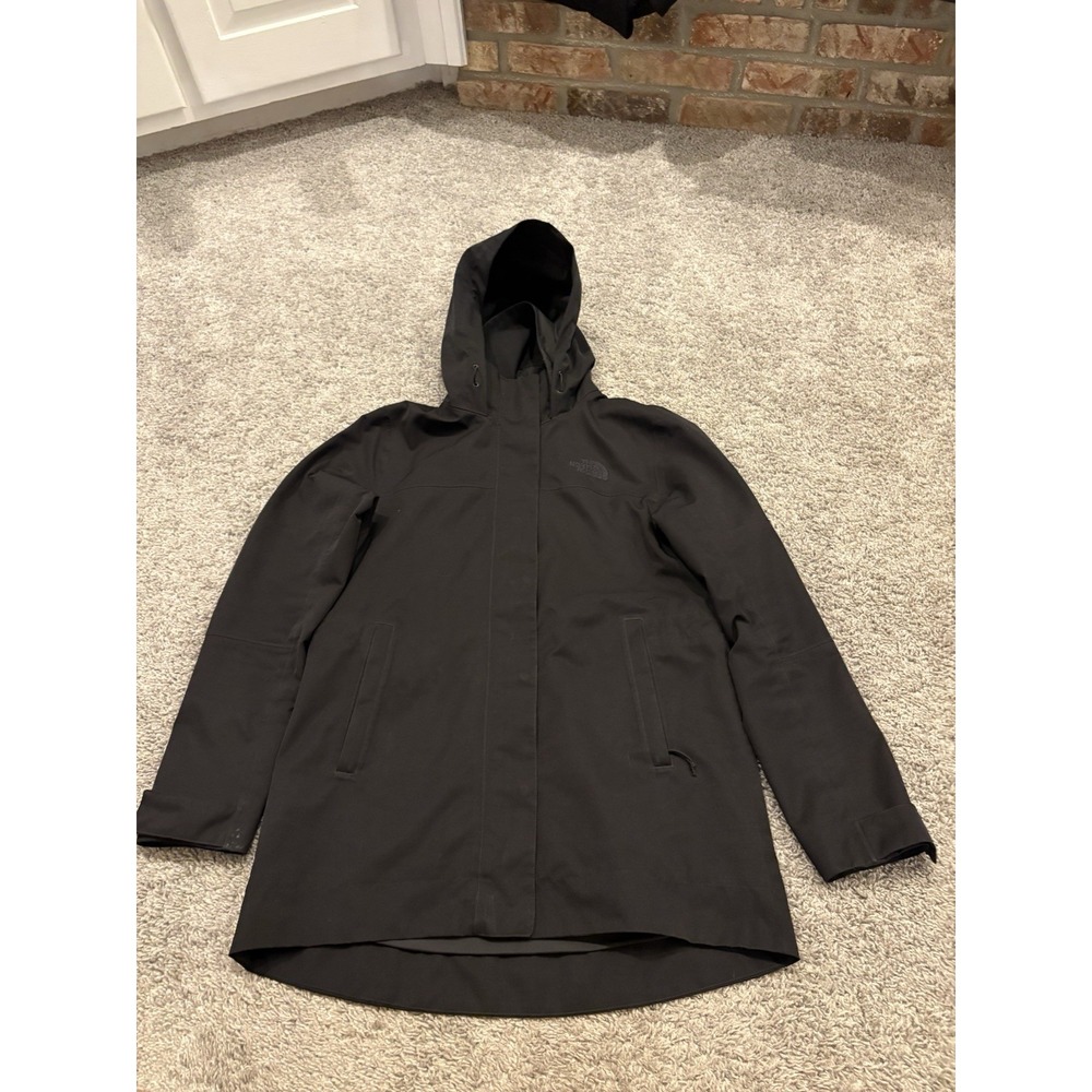 The North Face DryVent Mid Length Lightweight Jacket Black Women's S Zip Pockets